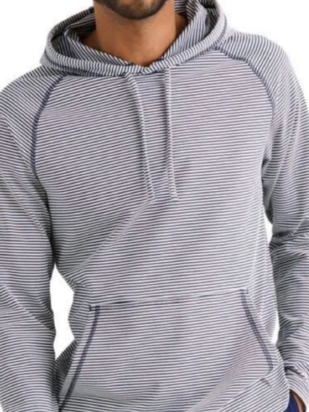 RHONE Seersucker Camp Hoodie in Blue/White M